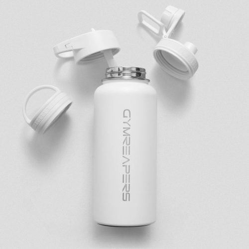 32 oz stainless steel bottle white all caps