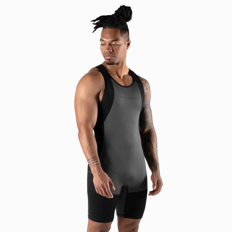 apex singlet gray front view