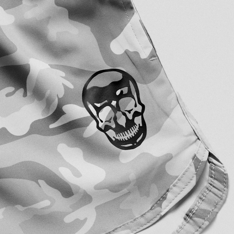 arctic camo training shorts close up flat