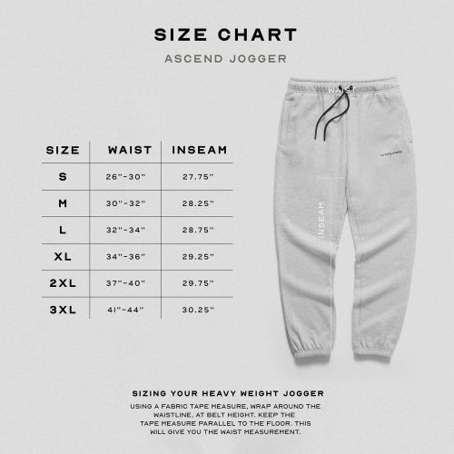 ascend joggers heather gray size guide