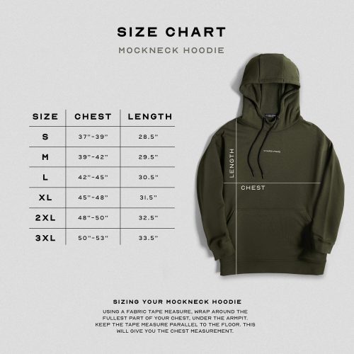 ascend mockneck hoodie od green size guide ffa60c55 4b82 4c5d ae5b 02ee18dd56b7