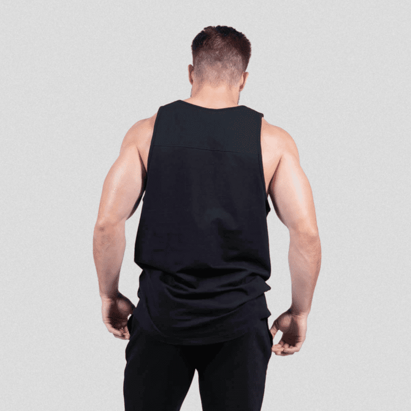 ascend scoop hem tank black white back