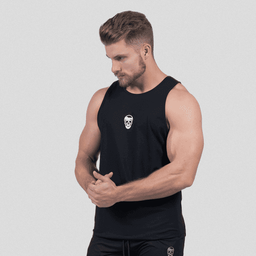 ascend scoop hem tank black white front