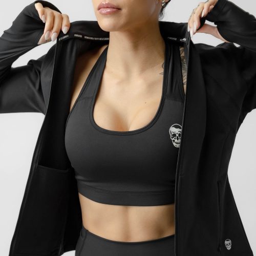 black performance running jacket unzipped