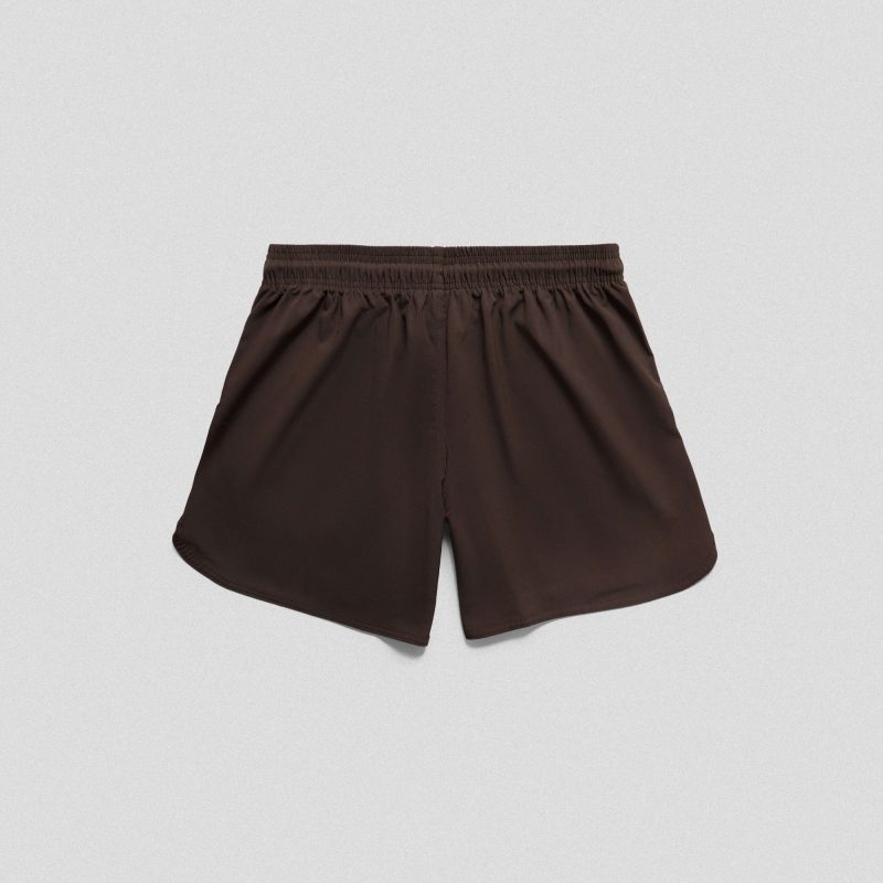 brown training shorts back flat