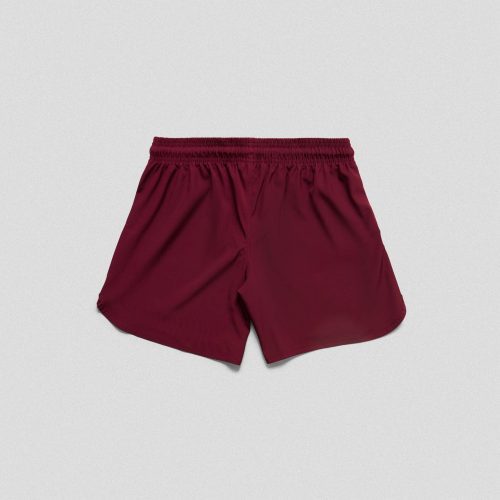 burgundy training shorts flat back