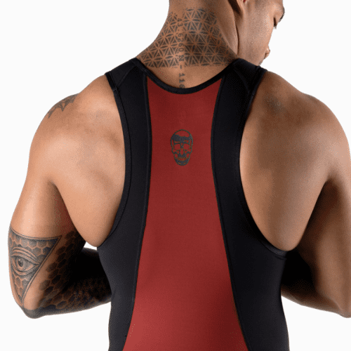 singlet red back detail