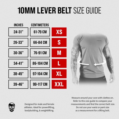 size chart 10mm lever belt gray texture 1