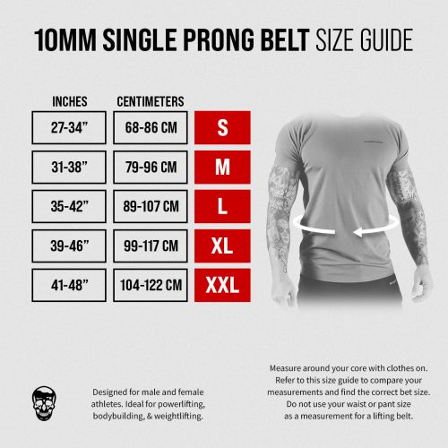 size chart single prong belt gray texture 2