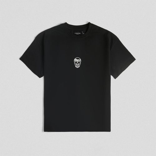 skull tee black white front