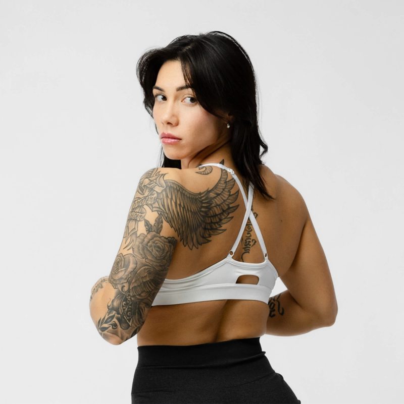 strive bra white back detail