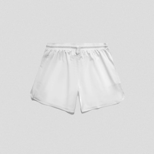 white training shorts flat lay back min