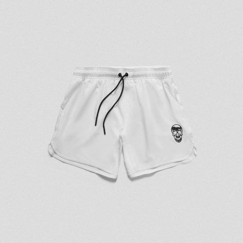 white training shorts front flat lay min