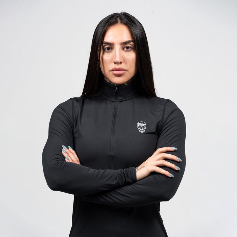 womens performance 1 4 zip black detail