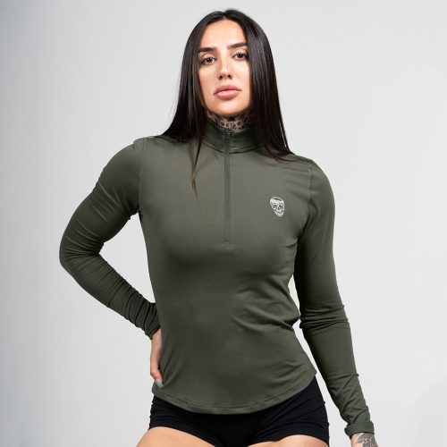 womens performance 1/4 zip green front