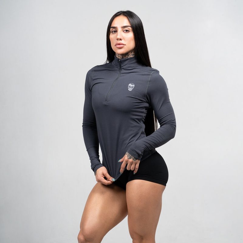 womens performance 1 4 zip obsidian side