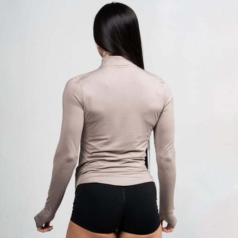 womens performance 1 4 zip taupe back