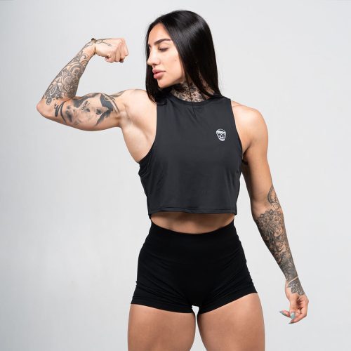 womens performance tank black detail