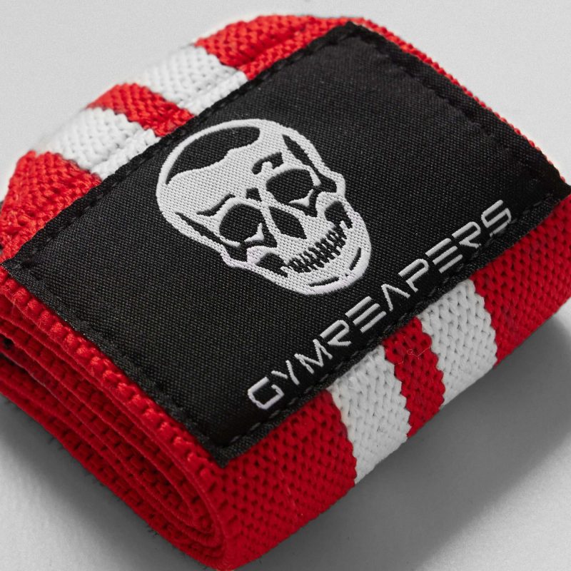 wrist wraps red white single